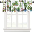 Bohemian Flower Window Valance Curtains, Colorful Boho Floral Black Cats Art Green House Tropical Plants Potted Flower Valance Curtain for Farmhouse Bedroom Living Room Kitchen 54x18inch