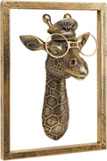 JJALIGHTS Animal Heads Wall Decor Resin Animals Sculptures Head Wall Hanging Decoration Imitation Copper vintage Wall Sculpture for Living Room Bedroom Office(Giraffe,Includes Metal Frame)