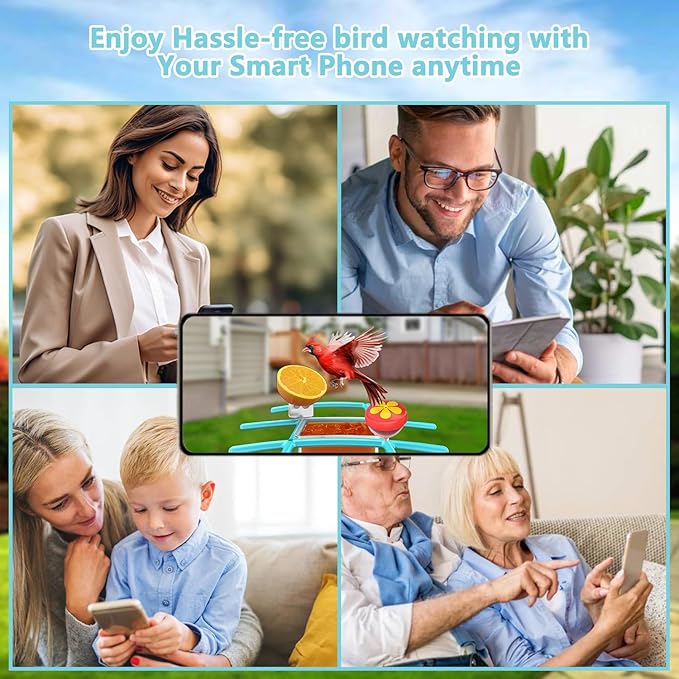 2.5K Smart Bird Feeder with Camera, 5GHz &2.4GHz Birds Watching Camera with AI Identify Bird Species, Outdoor Birds Feeder House with Solar Panel for BirdLovers (Blue)