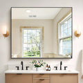 40x48inch Black Bathroom Mirror, Black Rectangle Mirror with Frame, Large Rectangular Wall Mirrors for Bathroom, Living Room, Hair Salon, Big Farmhouse Mirror Hang Horizontal/Vertical