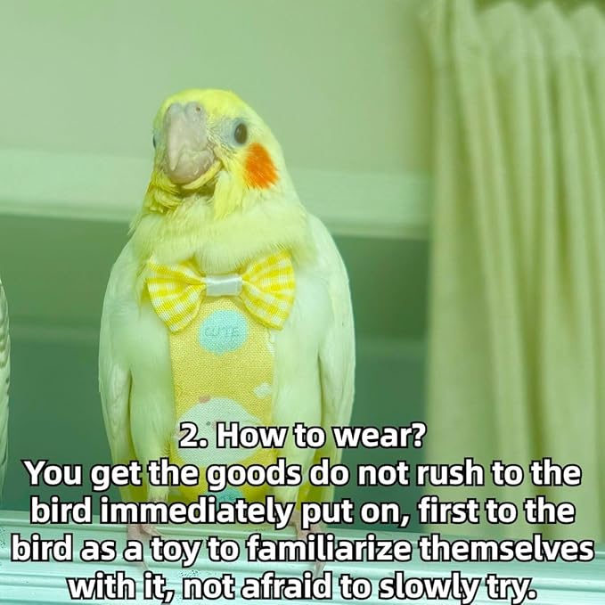 Bird Diaper Protective Parrot Nappy - 4 Pack, Reusable Flight Suit with Waterproof Inner Layer, Adjustable Shoulder Straps, Washable Cute Urine Wet Suit for Parakeet Conure (S)