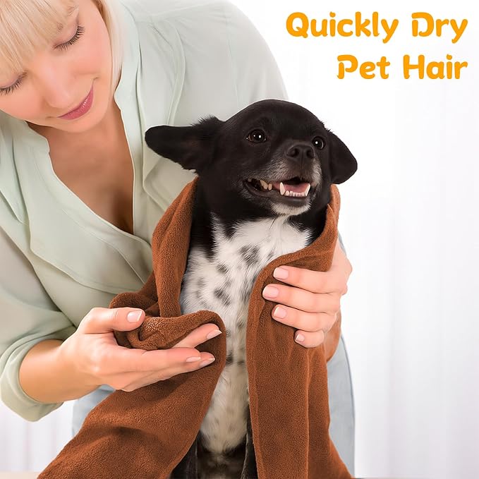 Dog Towels for Drying Dogs Large, Absorbent Microfiber Dogs Bath Towel, 40 x 24 Inch Soft Pet Grooming Towel, Dog Shower & Bath Supplies(Brown)