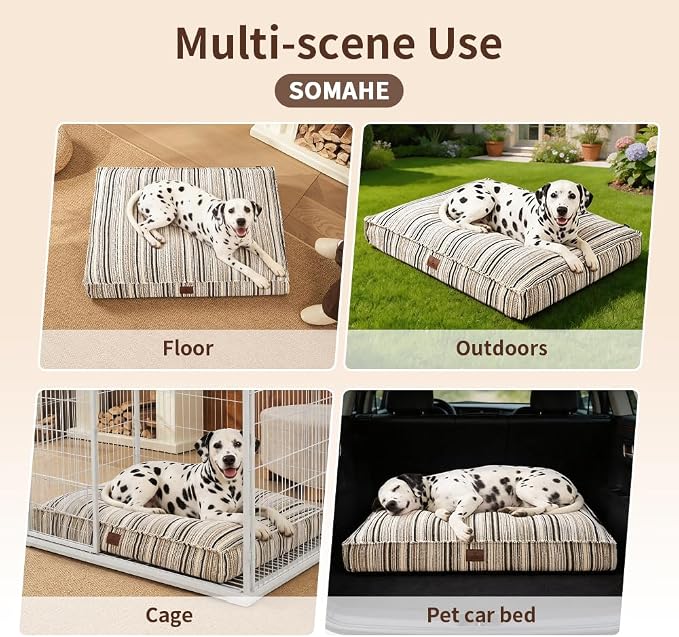 SOMAHE 4 Inch Orthopedic Dog Bed for Crate, 27 x 20 Inch, Black Chenille | Washable Removable Cover, Waterproof Inner Liner, Non-Slip Bottom, Orthopedic Dog Crate Mattress for Medium & Large Dogs