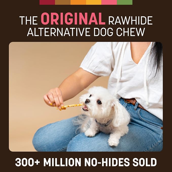 Earth Animal No Hide Stix - Small Dog Chews 40 Count Chicken & Salmon | Small Sticks Chicken & Salmon Flavored Natural Rawhide Free Long Lasting Dog Chews - Pet Treats for Small Dogs and Cats