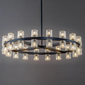 Modern Black Crystal Chandelier,36" K9 Crystal Chandeliers for Dining Room Over Table,Wagon Wheel Chandeliers for Dining Room,Living Room,Foyer,Includes 36XG4 Bulbs