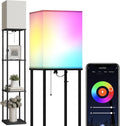 SUNMORY Floor Lamp with Shelves, Smart APP Control Standing Lamps with RGB Bulb, 4-Tier Dimmable Floor Lamps for Living Room, Tall Lamp for Bedroom, Office, Corner Display Bookshelf Lamp