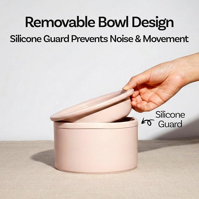 Hello Bowl Elevated Ceramic Cat Bowl with Stand, Raised Whisker-Friendly Feeding Bowl for Cats & Small Dogs, Patented Design, Made in Korea (Blue, Square Only/Dry)