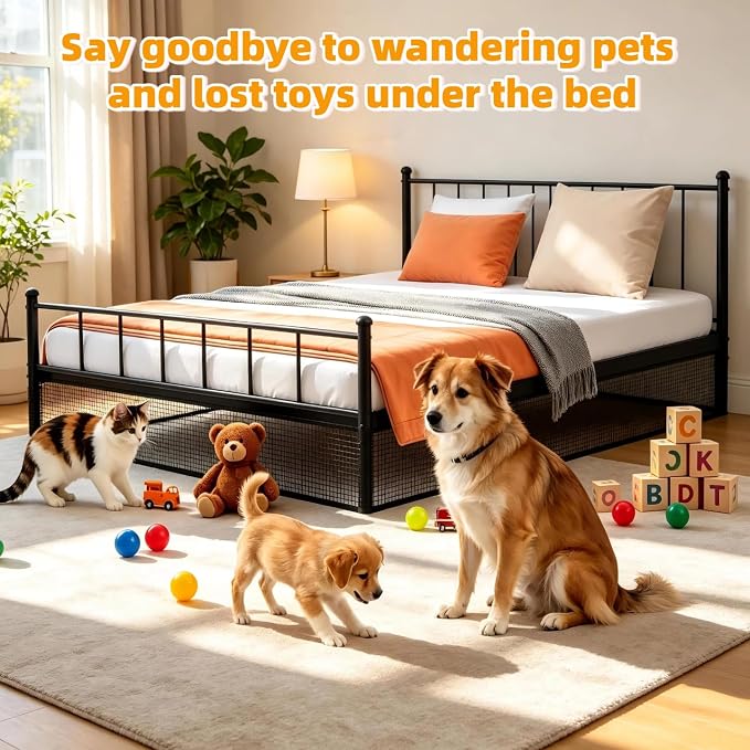 Under Bed Blocker for Pets - Extra Tall Pet Proof Barrier with Zip Ties, Cuttable Furniture Blocker to Stop Dogs, Cats & Toys from Entering Under King/Queen Size Beds & Couches (Black, 240 x 16 Inch)