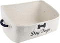 Dog Toy Basket-100% Cotton Rope Dog Toy Bin for Living Room Area-Trapezoid Pet Toys Box with Sturdy Handle-Puppy Bed-Dog Stuff Organizer for Toys,Collar,Leash,Blanket-Chew Proof-Beige