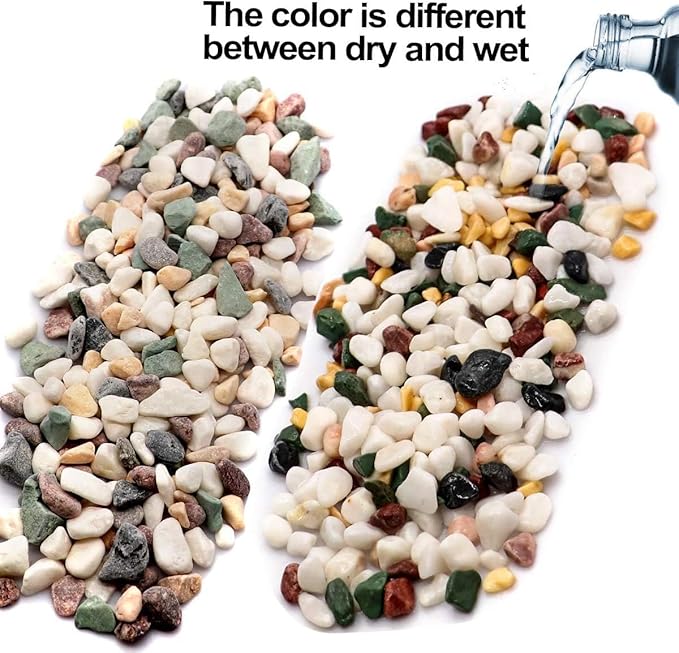TOYPOPOR 6LB Succulent and Cactus Gravel Pebbles, 1/5 Inch Natural Decorative Polished Stones, River Rocks for Plants, Vases, Aquariums, Terrarium and Outdoor Gardening, Mixed Color