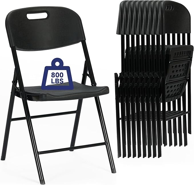 80 Pack Thicker 800 LBS Black Folding Chairs, Commercial Grade Folding Chair, Foldable Chairs for Events