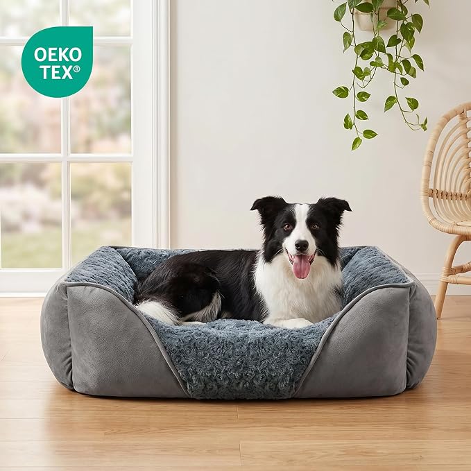 XX-Large Dog Bed for Large Medium Small Dogs, Rectangle Washable Dog Bed, Orthopedic Dog Bed, Soft Calming Sleeping Puppy Bed Durable Pet Cuddler with Anti-Slip Bottom XXL(42"x30"x10")