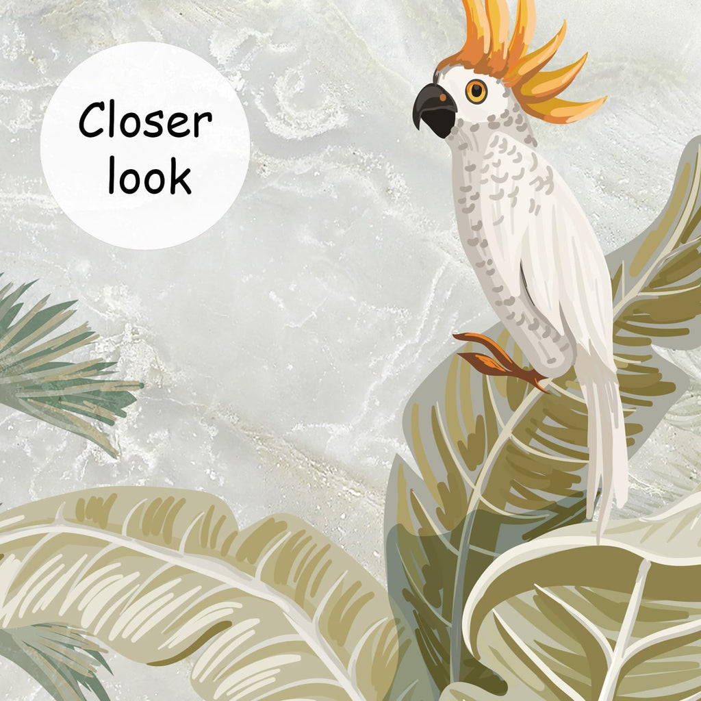 AFZEVEB-Green Forest Nursery Wallpaper Tropical Parrots Wall murals for Kids Room 159"x107" (Not Peel and Stick)