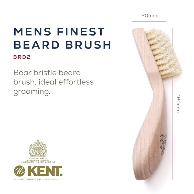 Kent Beard & Mustache Grooming Kit Includes BRD2 White Boar Bristle Beard Brush, 81T Handmade Sawcut Comb, and FOT Fine Tooth Beard Comb for Men’s Care