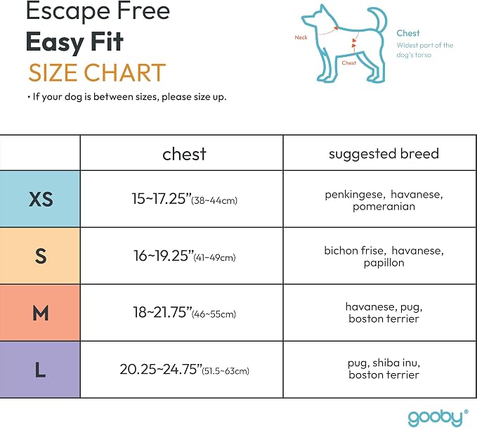 Gooby Escape Free Easy Fit Dog Harness, Step-in, Orange, X-Small | Patented escape-free frame; Contracts if they back out; Step-in easy on/off; Machine washable; Light POM leash ring