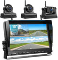 Fookoo HD 10" Magnetic Wireless Backup Camera,10" IPS Split Screen Monitor, Rechargeable 2 Side View 1 Rear View Cameras,Low Consumption 1-Min Install No Drilling Recording for Trailer Truck DCX103