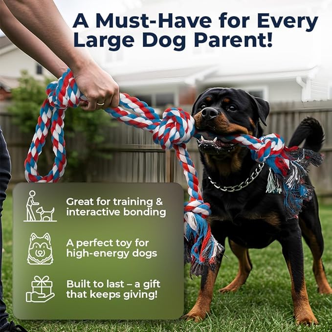 2 Pack Red - XL Dog Rope Toy for Aggressive Chewers - Benefits Non-Profit Dog Rescue - Tug of War Dog Toy, Dog Toys for Large Dogs, Tough Dog Toys for Aggressive Chewers