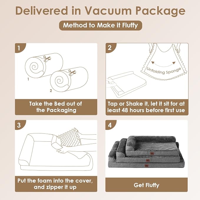 EHEYCIGA XXL Dog Bed Memory Foam, Orthopedic Giant Dog Bed Jumbo with Washable Removable Cover, Waterproof Pet Sofa Couch with Nonskid Bottom, 48x35x7.5, Dark Grey | Washable Removable Cover, Waterproof Flat Pet Sofa Couch with Nonskid Bottom, 48x35x7.5