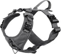 ICEFANG Dog Halter Harness with Metal Buckles,Dog Strap Vest X-Large Dogs | Control Handle,Summer-Cooling,Reflective,Front Hook,Adjustable,Soft Padded,No Pull,Grey,XLarge