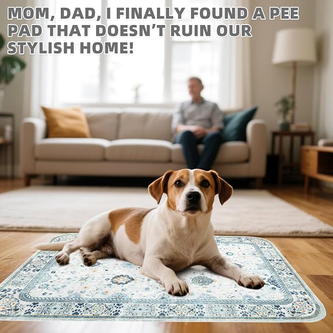 KOOLTAIL Washable Pee Pads for Dogs, 2 Pack Super Absorbent Reusable Puppy Training Pads Waterproof, Nonslip and Leak-Proof Dog Pee Pads, Large Pet Mats Whelping Pads for Floor, Crate, Couch 36"x36"
