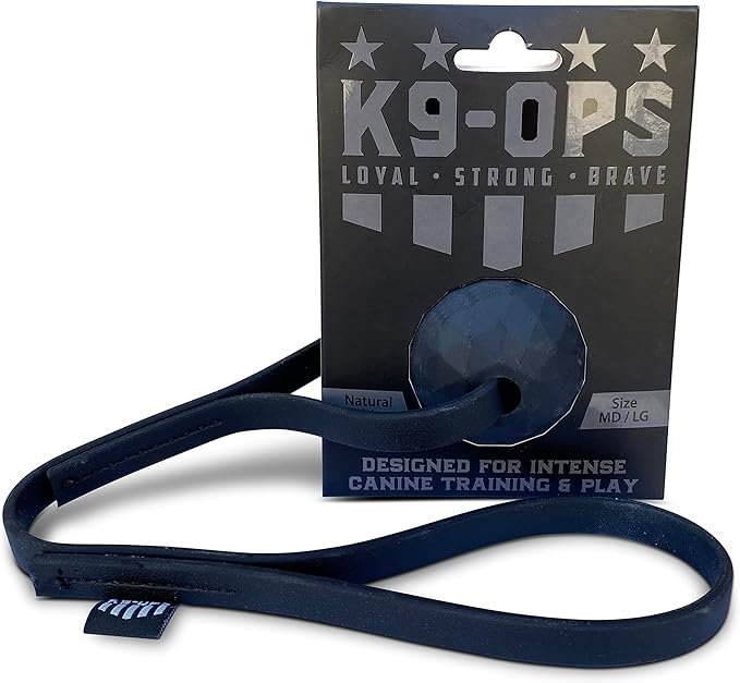 GuHuiKuK9 Ops Dog Ball Tug with Handle Biotug Fetch Toy - Rubber Reward Toys - Large Dogs Durable Indestructible Aggressive Chewers Pitbull Dobermann Rottweiler Shepherd (MD/LG, Coal Black)
