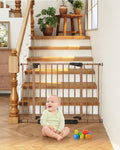 29"-40" Baby Gate for Stairs, Auto Close Stroller Friendly Dog Gate Indoor for Doorways, Pressure Mounted Baby Gate, Easy Walk Through Gate for Children & Pets, Brown