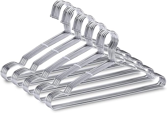 Wire Hangers, Clothes Hangers 50 Pack Heavy Duty Stainless Steel Metal Pants Hangers 16.5inch
