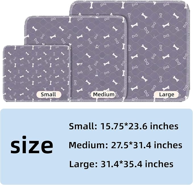 Puppy Pads with Pheromones, Washable Puppy Pee Pads for Dogs,Reusable Puppy Pads Washable for Dogs & Cats, Washable,Durable Leak-Proof & Anti-Slip Pet Training Pads for Home & Trave(Gray,M)