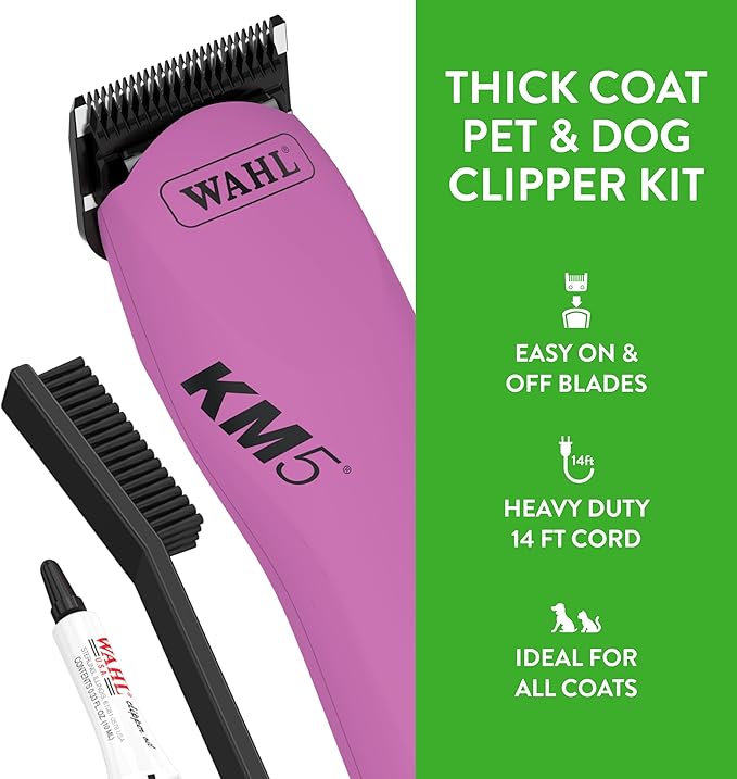 Wahl Professional Animal Thick Coat Pet Clipper & Dog Clipper (#9787-300) - Hair Remover - Grooming Clippers for Dog, Cat - for Thick Haired Pets - 2 Speeds - Pink