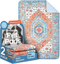 Washable Pee Pads for Dogs, 2 Pack Reusable Puppy Training Pads 36"x36" Super Absorbent Waterproof Dog Training Pads, Non-Slip Potty Pads, Whelping Pads Litter Mat Orange/Mix