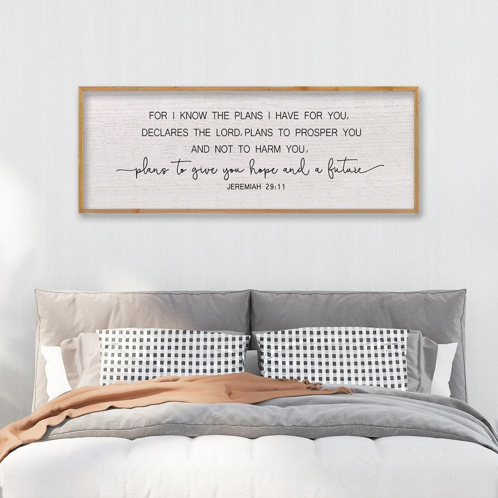 LuZhiQiang Bible Verse Jeremiah 29:11 Wall Art 40"x15" Large Scripture Christian Blessing Decor Plans To Give You Hope And A Future Sign (Wood)