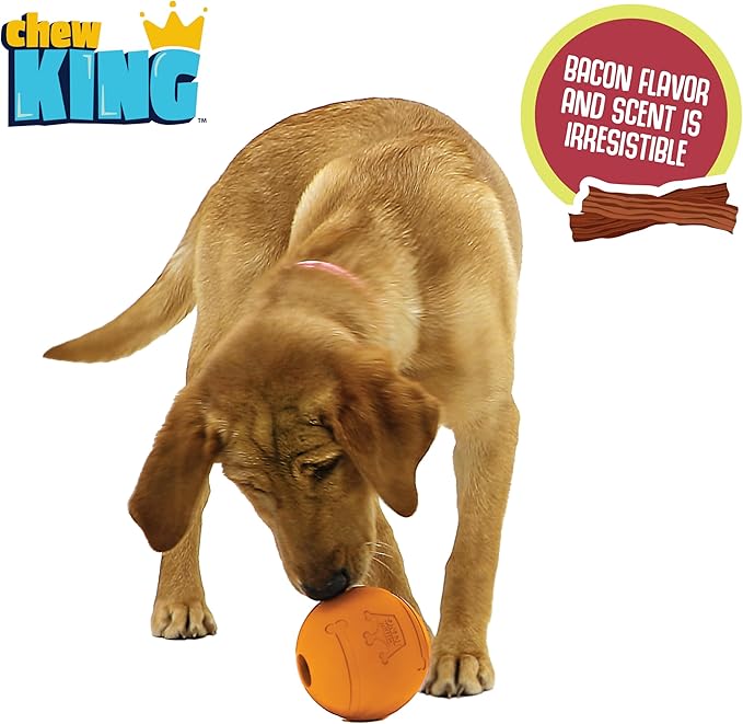 Chew King Flavored Rubber Ball Collection, 4 Inch Bacon Flavor Rubber Fetch Balls 2-Pk