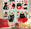 Whaline 6 Sheets Valentine' s Day Window Clings Window Decal Black Cat Red Love Heart Reusable Anti-Collision Windows Decor for Wedding Anniversary Home Party Supplies