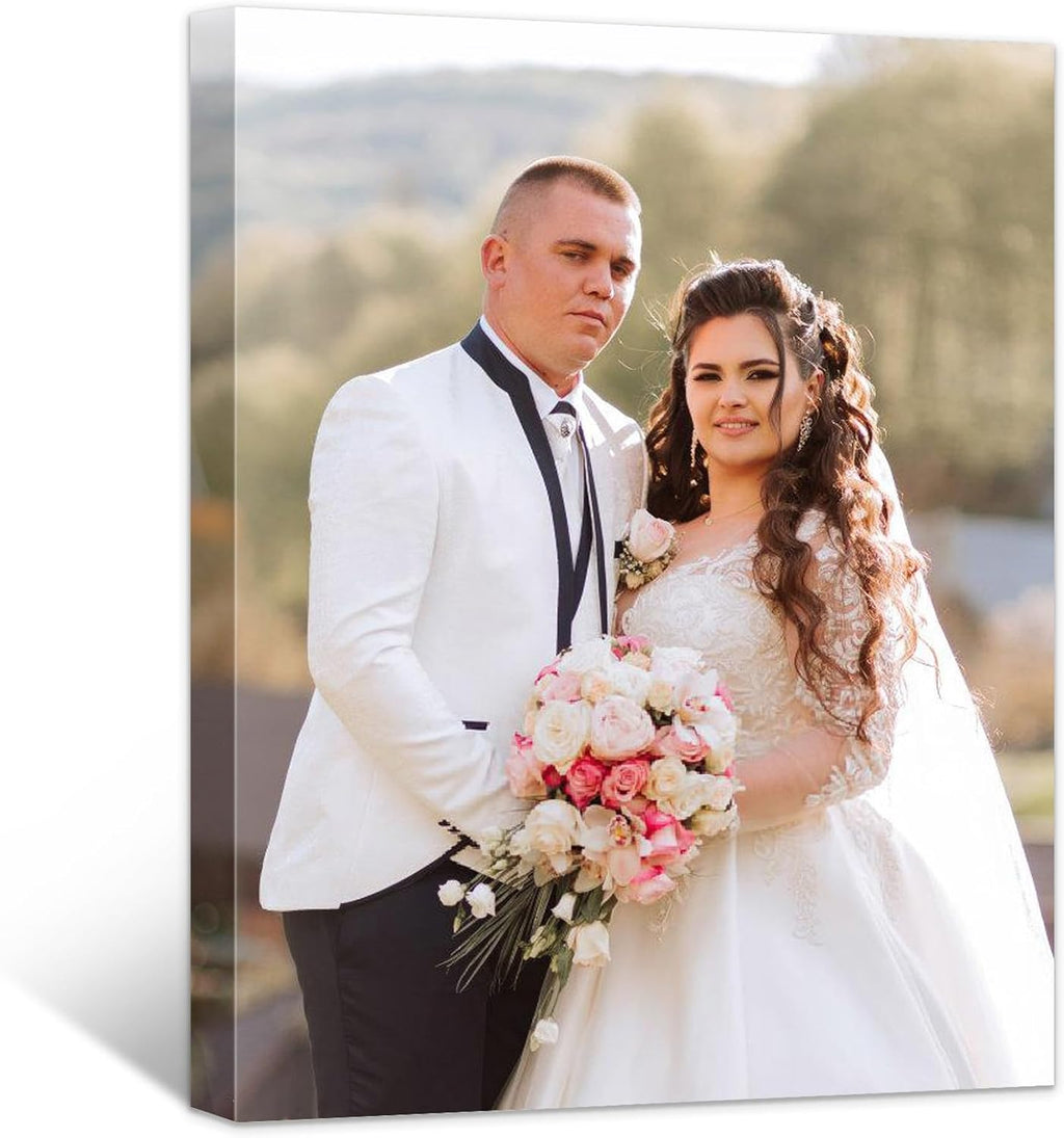 Custom Canvas Prints with Your Photos- Personalized Print Canvas Pictures, Custom Wall Art Gift for Living Room, Bedroom, Wedding Family Baby Pets Framed 12 x 16 inche