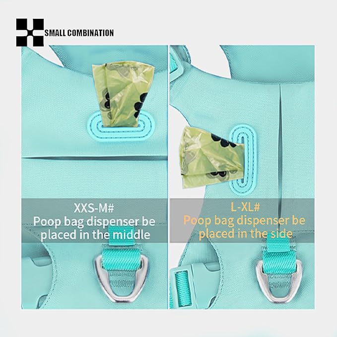 Lightweight Dog Harness, Large to Very Large Breeds, Adjustable Fit.Pet Harness with Pocket, Dog Training Harness for Outdoor Walking Running, Hiking (Aqua Green, XL)