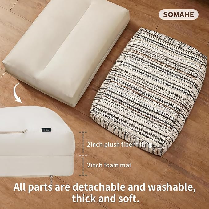 SOMAHE 4 Inch Orthopedic Dog Bed for Crate, 27 x 20 Inch, Coffee Chenille | Washable Removable Cover, Waterproof Inner Liner, Non-Slip Bottom, Orthopedic Dog Crate Mattress for Medium & Large Dogs