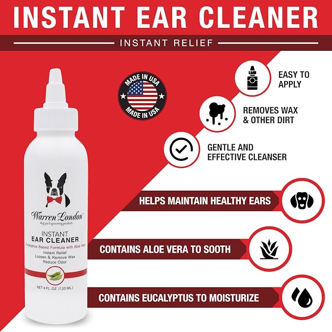 Warren London Puppy Gift Box - Complete Puppy Care Set - Includes Hydrating Butter, 2-in-1 Shampoo, Cologne, Grooming Bath Brush, Ear Cleaner and Nail File for New Pet Owners