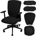 Tallew 4 Pcs Office Chair Covers Set Computer Universal Protective Stretchable Chair Seat Covers Desk Armrest Slipcovers Pads Office Cushion Backrest for Rotating (XL,Black)
