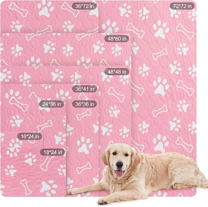BEAUTYZOO 4 Pack Washable Pee Pads for Dogs,Reusable Puppy Pads 24x36 Pink | Waterproof Super Absorbent,Non Slip and Leak-Proof Against Urine,Whelping Pads Mats for Puppy Potty Training,Playpen,Crate