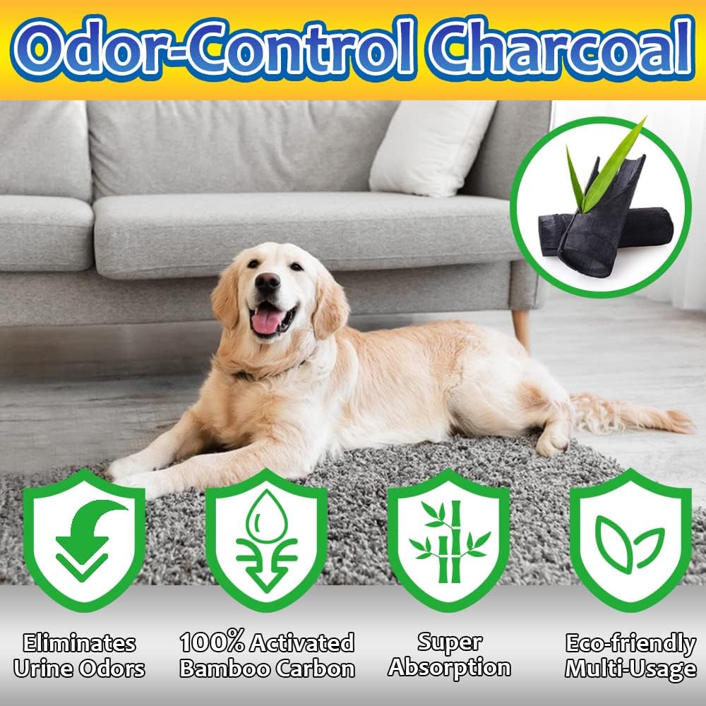 Charcoal Puppy Pads Extra Large, Activated Dog Pee Pads, X-Large Odorless Potty for Dogs 28''x34'', 80 Count XL Disposable Pet Training Housebreaking, Black, 28''x34'' 80ct
