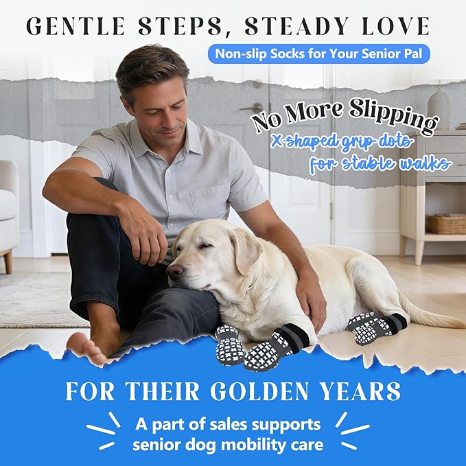 Non-Slip Dog Socks for Hardwood Floors Anti Slip Double-Sided Grippy Socks for Senior Dogs to Prevent Licking Paws, Scratching & Hot Pavement Premium Dog Paw Protector with Grippers Grey XS