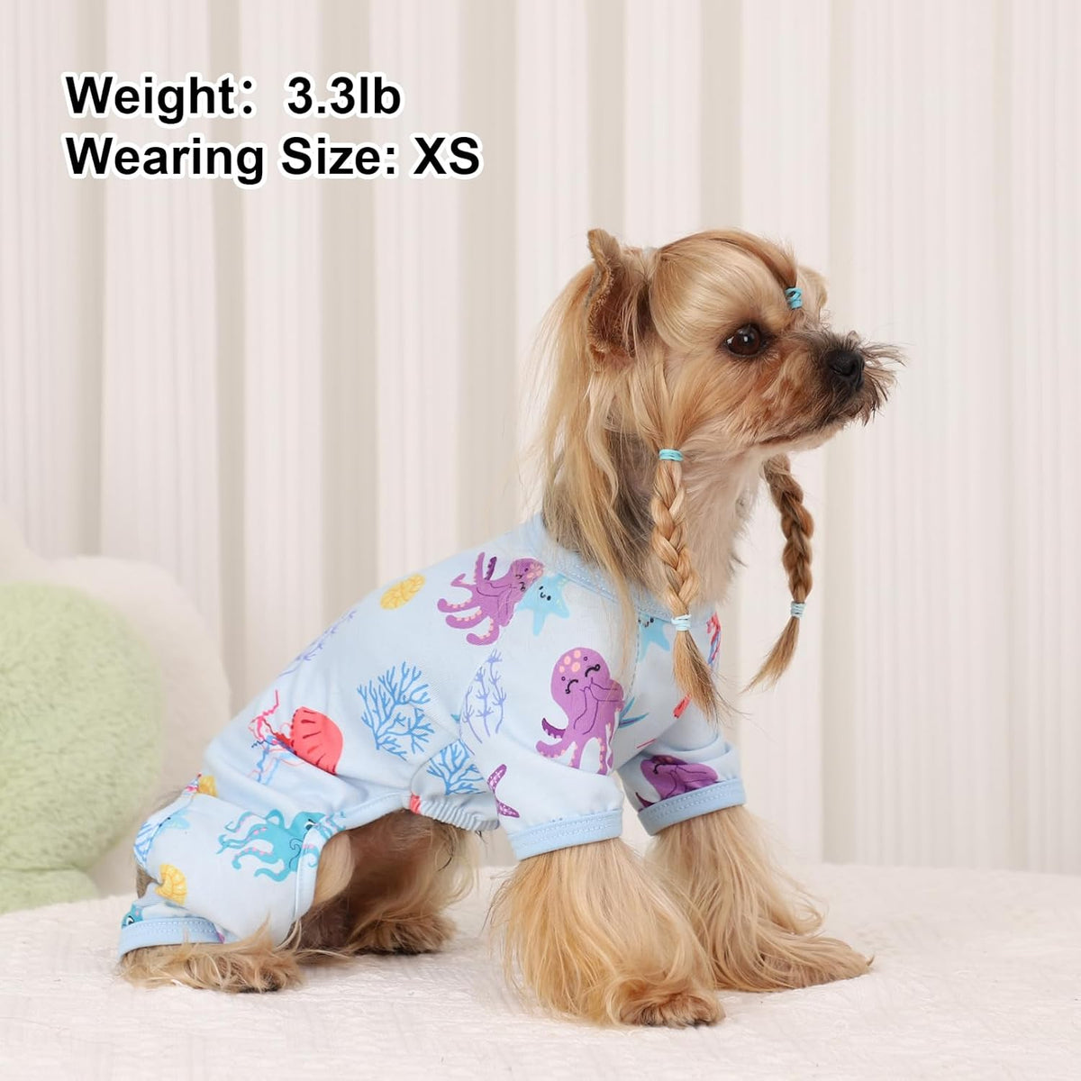 Dog Pajamas Pjs Summer Dog Clothes for Small Dogs Girl - Boy - Small Size Dogs, Soft Stretchy Puppy Clothes Doggie Onesies Cat Cute Clothing Pet Jammies Outfit Appeal, Blue