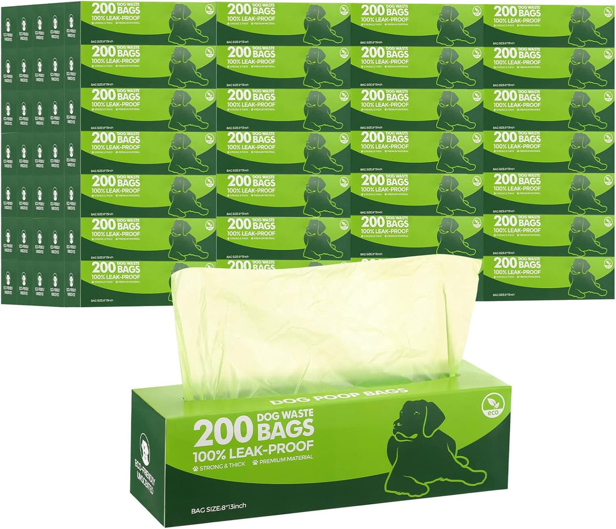 Sherr 20 Boxed Rolls 4000 Counts Dog Poop Bags Bulk Leak Proof Dog Waste Bags Universal Pet Doggy Waste Poop Box for Puppy Pets Outdoor Walking and Travel, 20 Rolls of 200(Green)