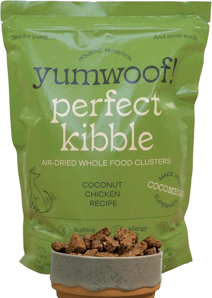 Yumwoof Perfect Kibble Non-GMO Air Dried Dog Food | Improves Allergies & Digestion with Organic Coconut Oil, MCTs & Antioxidants | Vet-Approved Soft Dry Diet | Made in USA (Chicken 3.5lbs)