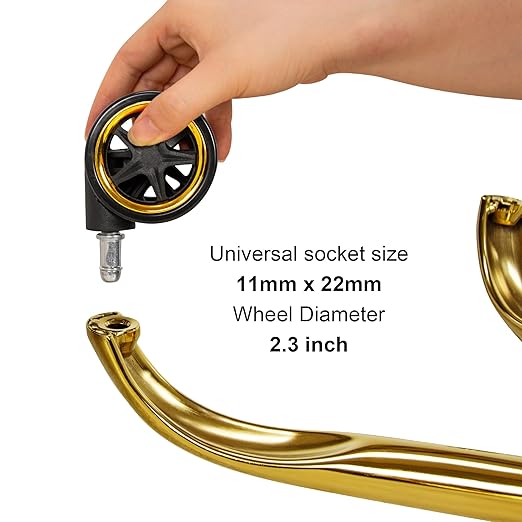 Frassie Office Chair Base Replacement with Wheels, Heavy Duty 2500LBS Metal Stool Chair Base, 28 inch Desk Chair Base Replacement Part (Gold)