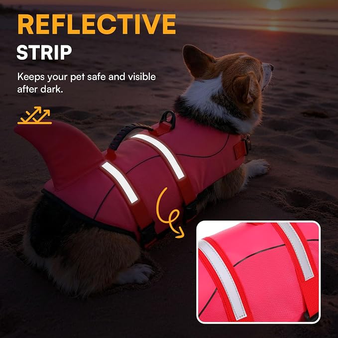Dog Life Jacket High Flotation, Reflective Dog Life Vest for Swimming, Adjustable Dogs Life Preserver Rescue Handle Spring Summer Pool for Small, Medium, Large Dogs (Rosepink,XXL)