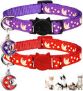 2Pcs Breakaway Cats Collars Cat Collars for Boy & Girl Cats Adjustable Kitten Collars with Bell,Purple+Scarlet