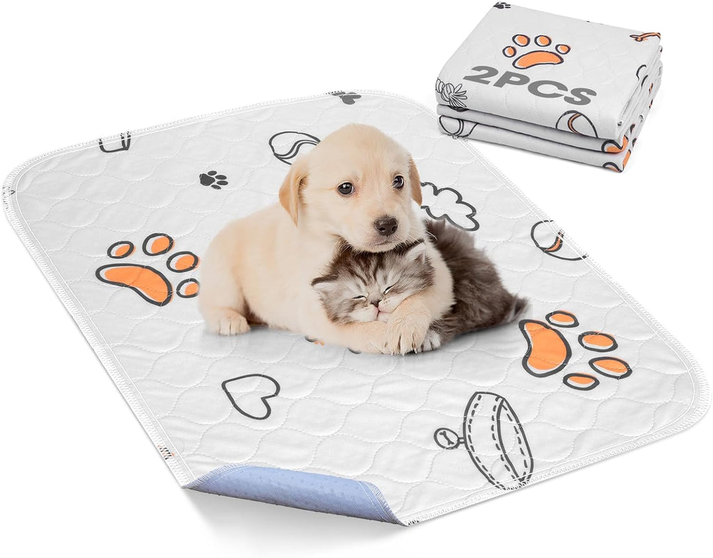 Washable Pee Pads for Dogs, 2 Pack Small 18"x24" Super Absorbent Reusable Puppy Pads Pet Training Pads, 100% Waterproof Non-Slip Puppy Pee Pads Whelping Dog Playpen Crate Potty Pads Puppy Essentials