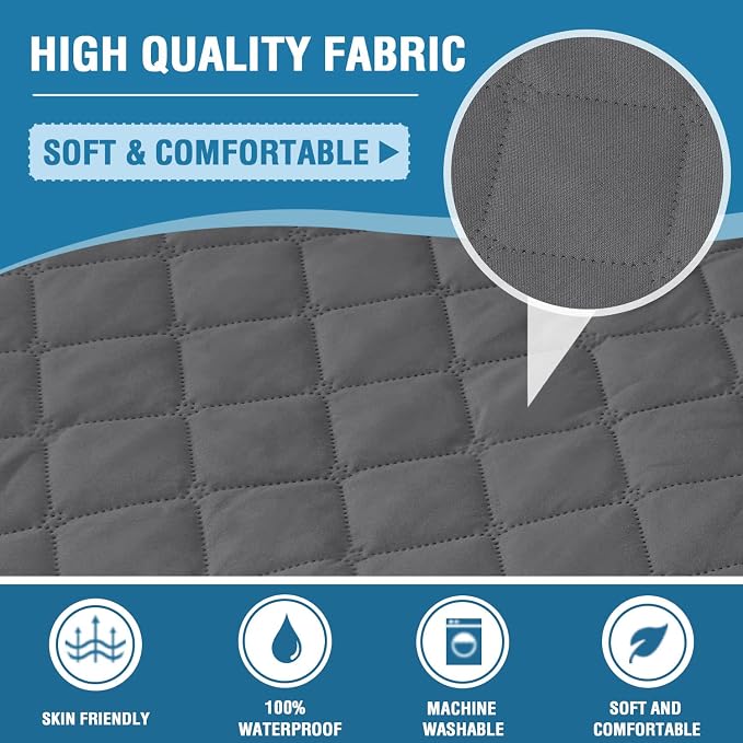 H.VERSAILTEX Couch Cover for 3 Cushion Couch Sofa Cover for Dogs 100% Waterproof Furniture Protector Cover with Elastic Straps for Pet Cat(Sofa, Rocket Gray)
