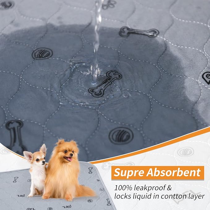Washable Pee Pads for Dogs, 2 Pack 36x48 Non-Slip, Absorbent Dog Mats | Reusable, Whelping Pads, Pet Mats Floor Protector for Couch Cover, Crate, Potty Training, Senior Dog, Housebreaking